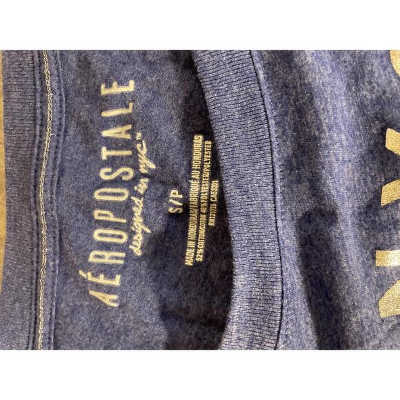 Aeropostale T-Shirt Women's Small Blue Silver NYC Stretch - Picture 3 of 8